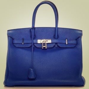 HERMES Togo Birkin 35 Bleu Electrique